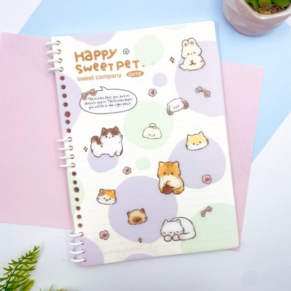 Caderno B5 Espiral Reposicionável Happy Cat 64 fls 17,8x25,2cm - IMPORTADO - UND