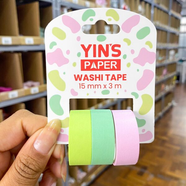 Fita Adesiva Washi Tape Candy Color 15mm x 3m – YINS PAPER – BLISTER