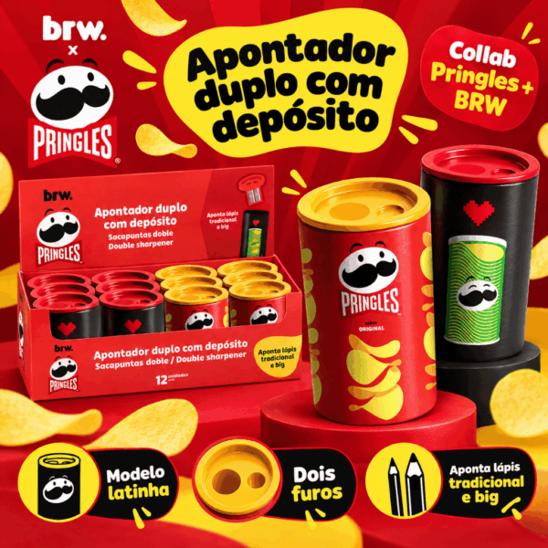 Apontador Duplo Lata c/ Depósito PRINGLES - BRW - UND