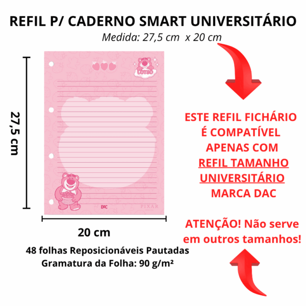 Refil de Folhas para Fichário Universitário Ursinho Lotso - DAC