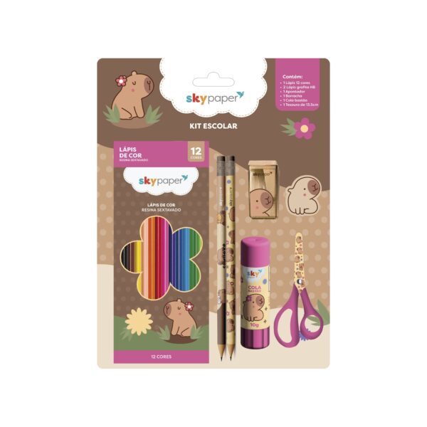 Kitão Escolar 7 Peças Capivara- SKYPAPER - BLISTER