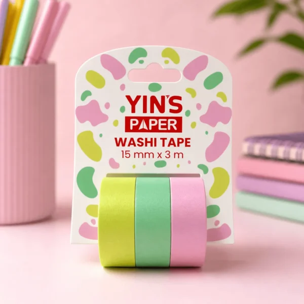 Fita Adesiva Washi Tape Candy Color 15mm x 3m – YINS PAPER – BLISTER