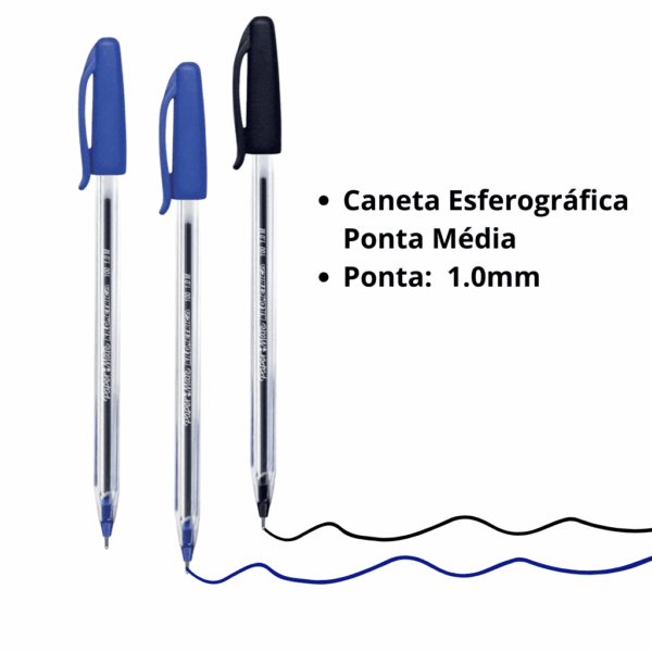 Caneta Kilométrica 100 1.0 mm AZ/AZ/PT - PAPER MATE - BLISTER 3 UND