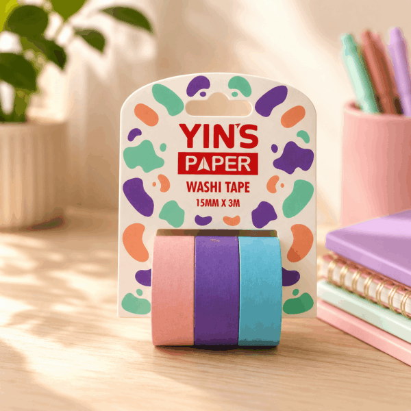 Fita Adesiva Washi Tape Color Pastel 15mm x 3m – YINS PAPER – BLISTER