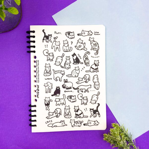 Caderno A5 Espiral  Reposicionável Gatinho Purr 52 fls 14,2x20,5cm - IMPORTADO - UND