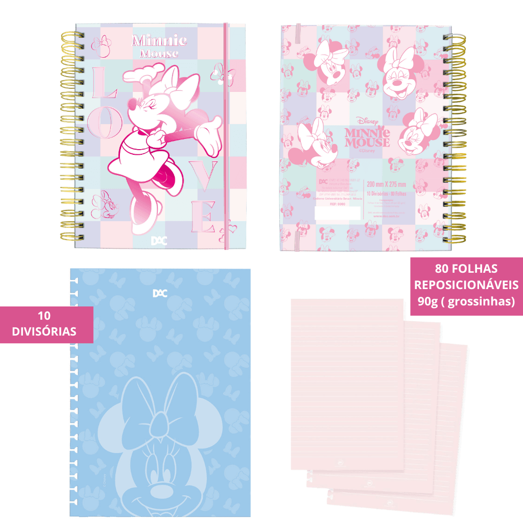 Caderno Smart Universitário 10 Divisórias Minnie Rosa 80 fls - DAC