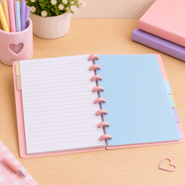 Caderno de Disco Clean ROSA A5 80 Fls /8 Discos 20x14cm – YINS PAPER – UND