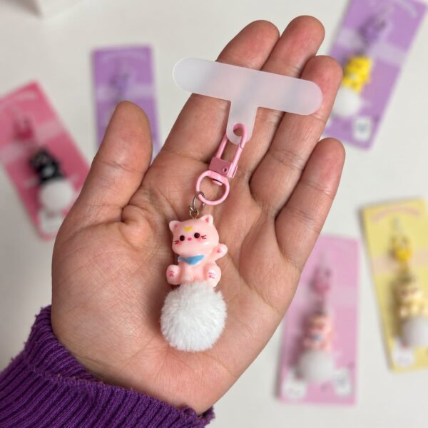 Chaveiro Tendência Charm p/ Celular Gatinho Pompom - IMPORTADO - UND