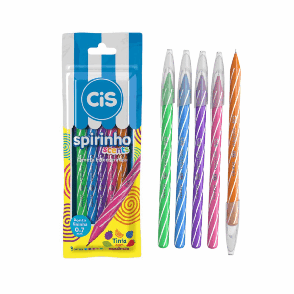 Caneta Esferográfica 0.7 Spirinho Scents 5 Und - CIS - BLISTER