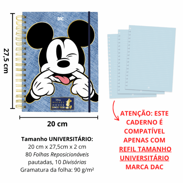 Caderno Smart Universitário 10 Divisórias Mickey Azul 80 fls - DAC