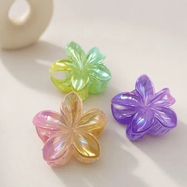 Presilha Piranha Flor TRANSPARENTE COLORFUL 6 cm - IMPORTADO - PACOTE 6 UND