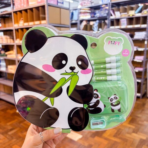 Kit Escolar Amiguinhos Panda 7 Peças - FOFY - BLISTER