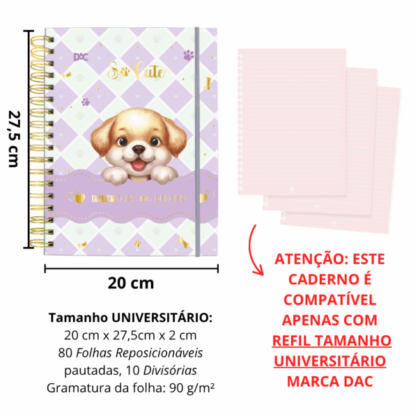 Caderno Smart Universitário 10 Divisórias So Cute Dog 80 fls - DAC