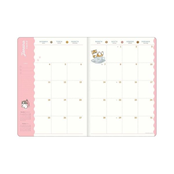 Planner 2027 Grampeado Gato Mofusand 17,8x25,4cm - TILIBRA - UND