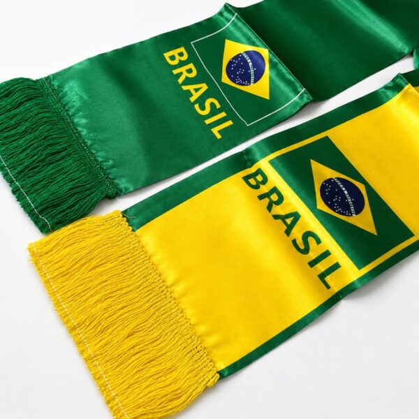 Faixa Cachecol Cetim 136x1,4cm Brasil Copa do Mundo – IMPORTADO – UND
