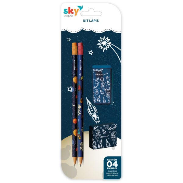 Kit Escolar 4 Peças Astronauta - SKYPAPER - BLISTER