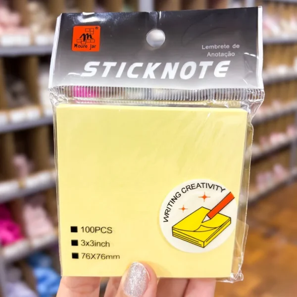Bloco de Notas Adesivado Amarelo Pastel 7,5x7,5cm - IMPORTADO - UND