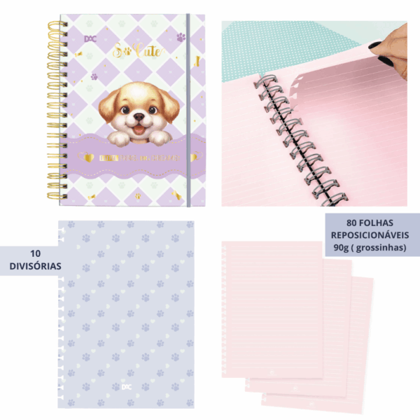 Caderno Smart Universitário 10 Divisórias So Cute Dog 80 fls - DAC
