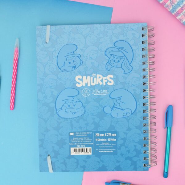Caderno Smart Universitário 10 Divisórias Smurfs 80 fls - DAC
