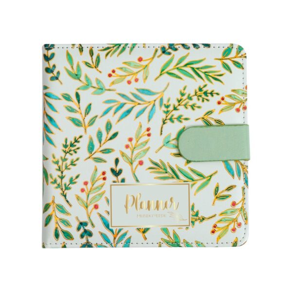 Planner Botânico Verde c/ Fivela Magnética 14x14cm 128 Fls - SKYPAPER - UND