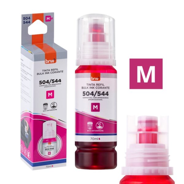 Refil de Tinta Impressora Corante 544 MAGENTA p/ Epson 70 ml - BRW - CX 1 UND