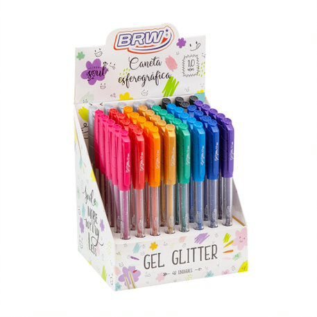 Caneta Esferográfica Gel Glitter 1.0mm BRW - DISPLAY 48 UND