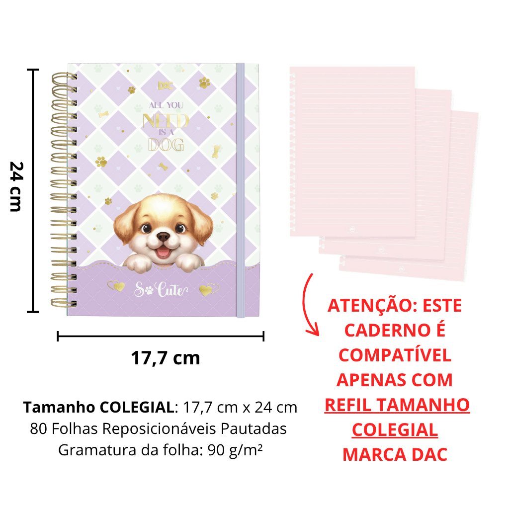 Caderno Smart Colegial So Cute Dog 80 fls - DAC