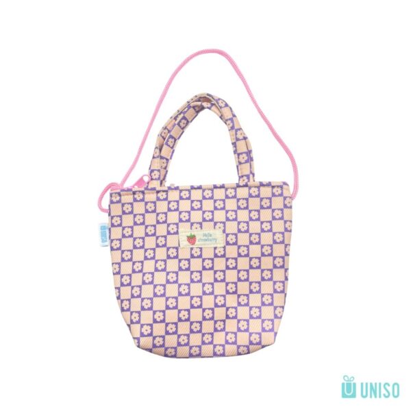 Mini Bolsa Transversal Flores e  Xadrex 15x6x3cm - UNISO - UND