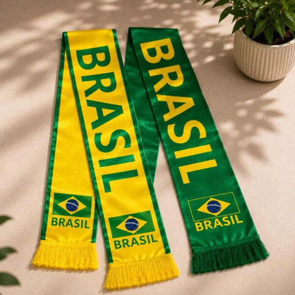 Faixa Cachecol Cetim 136x1,4cm Brasil Copa do Mundo – IMPORTADO – UND