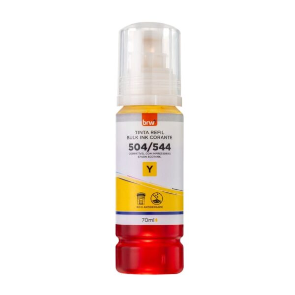 Refil de Tinta Impressora Corante 544 AMARELO p/ Epson 70 ml - BRW - CX 1 UND