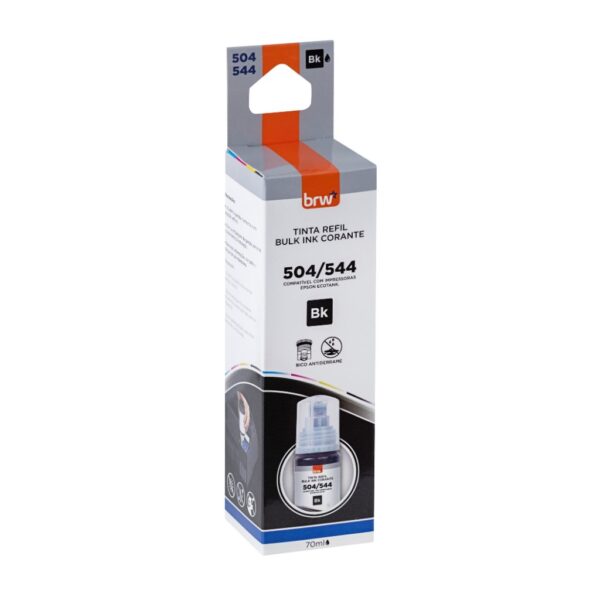 Refil de Tinta Impressora Corante 544 PRETO p/ Epson 70 ml - BRW - CX 1 UND