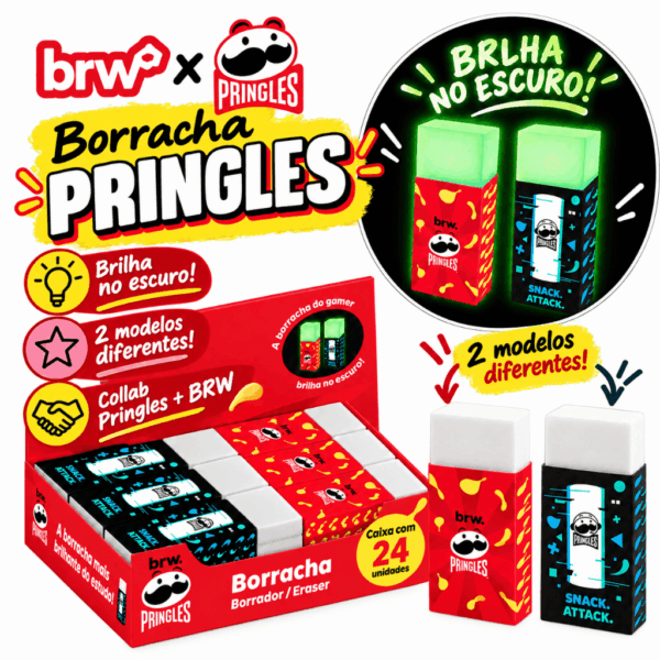 Borracha Brilha no Escuro PRINGLES - BRW - CX 24 UND