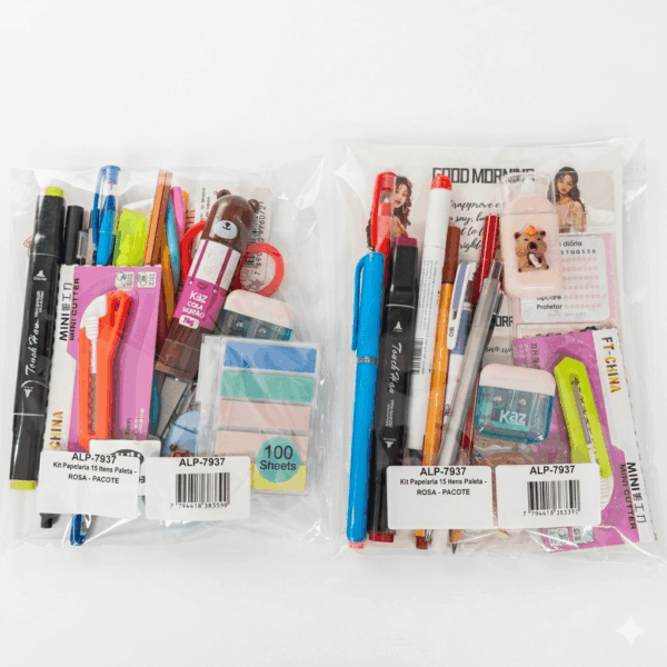 Kit Papelaria 15 Itens Sortidos - COLORIDO - PACOTE