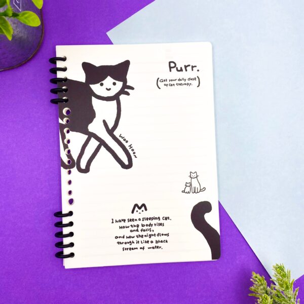 Caderno A5 Espiral  Reposicionável Gatinho Purr 52 fls 14,2x20,5cm - IMPORTADO - UND
