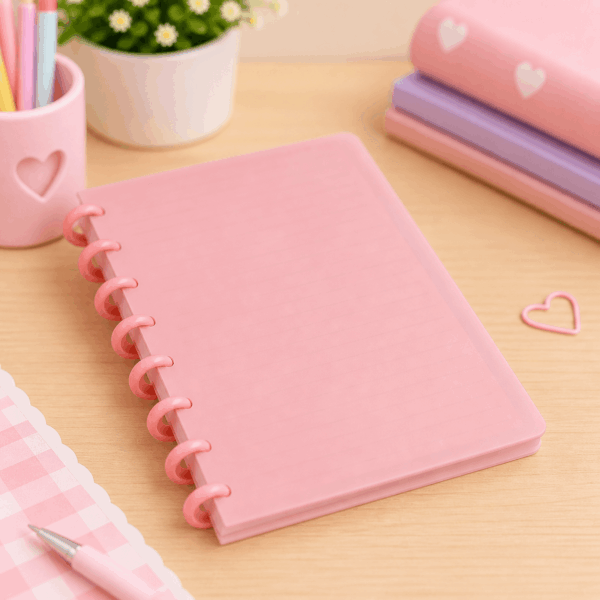 Caderno de Disco Clean ROSA A5 80 Fls /8 Discos 20x14cm – YINS PAPER – UND