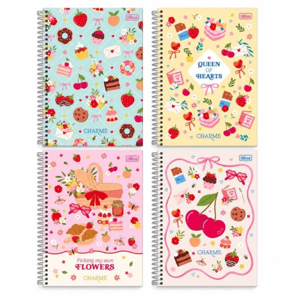 Caderno Universitário Espiral Flores CHARME 1 M 80 Fls - TILIBRA - UND