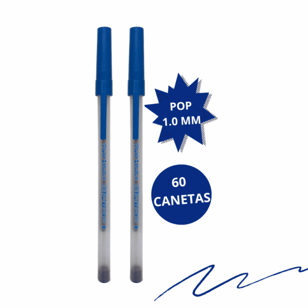 Caneta Kilométrica Pop 1.0 mm AZUL - PAPER MATE - CX 60 UND