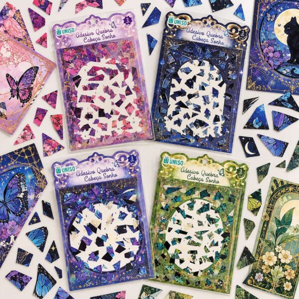 Adesivo Quebra-Cabeça Sonho Vitral 3 Peças 10,5x14,5cm - UNISO - UND