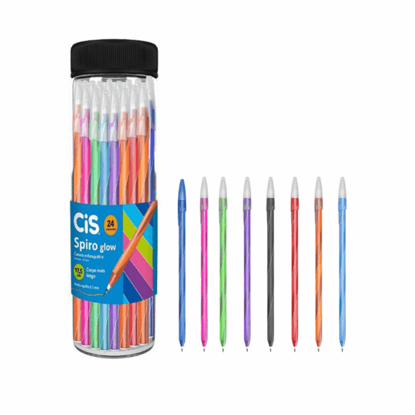 Caneta Esferográfica 0.7mm Spiro Glow - CIS - POTE 24 UND