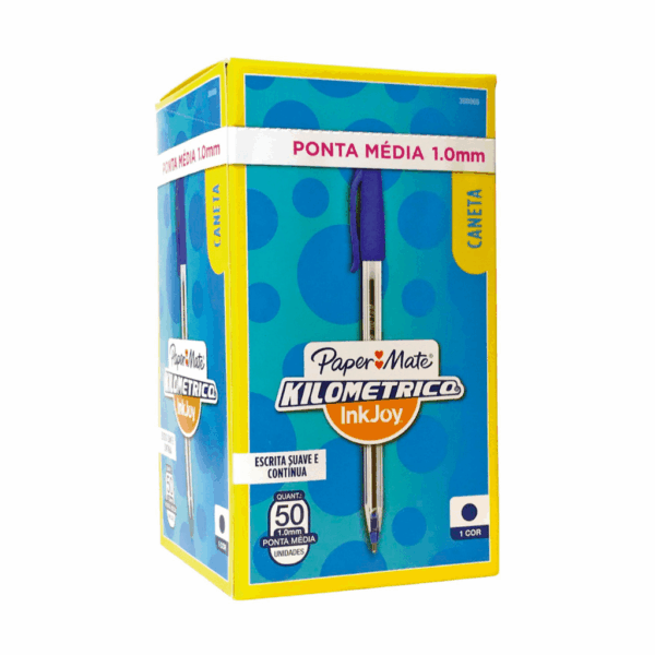 Caneta Kilométrica 100 AZUL 1.0mm - PAPER MATE - CX 50 UND